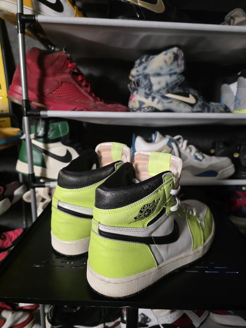 🔥 Nike Air Jordan 1 High Neon Green/Black/White Visionaire Men Size 10.5